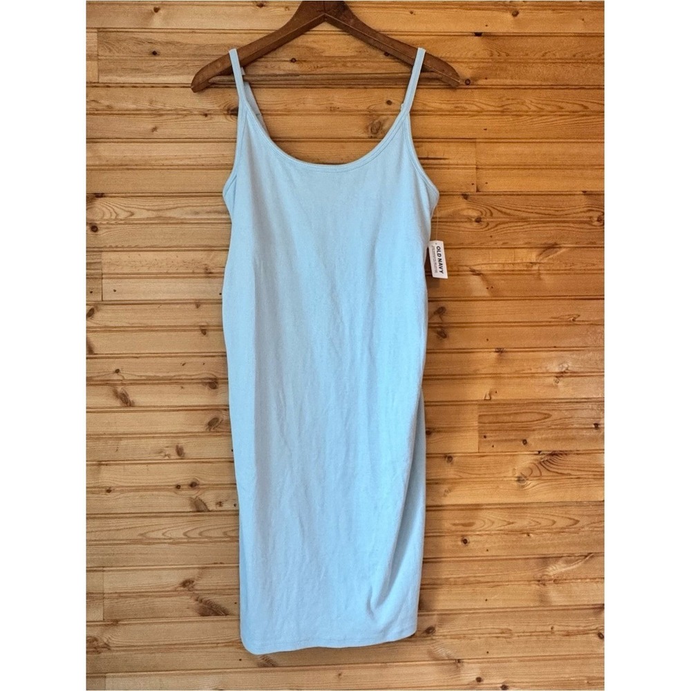 Old Navy Maternity Dress Tank Robin's Egg Blue Ruched Sides Large NWT Layering